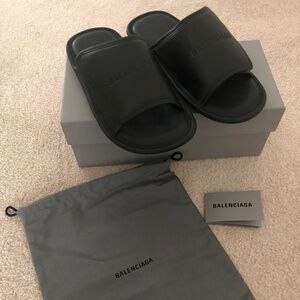 Balenciaga Leather Logo Home Sandal NIB